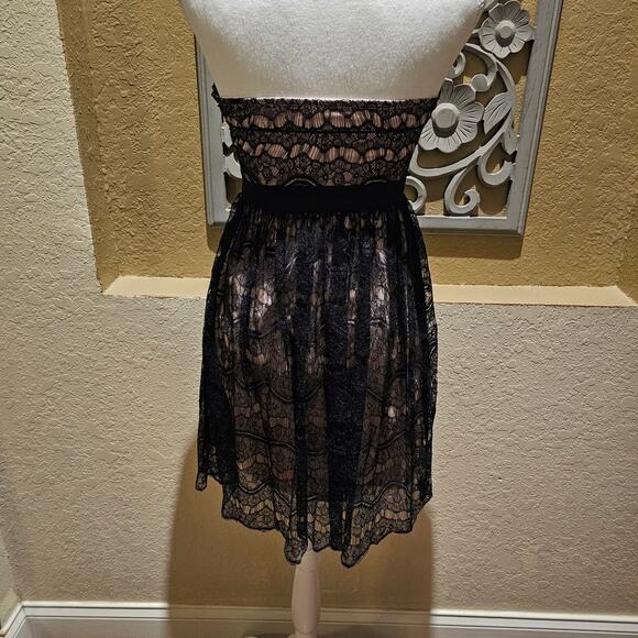 Minuet Lace Nude Strapless Dress S Sweetheart Cocktail Party Holiday Semi Formal - Picture 4 of 10